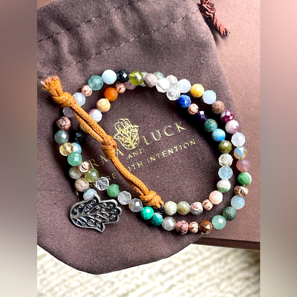 Karma and Luck beaded bracelet/necklace. 16 1/2” long.